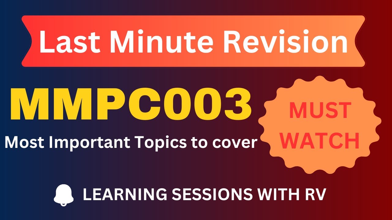 MMPC003 Last Minute Revision | IGNOU MBA | Learning Sessions with RV | IGNOU MBA TEE Exams