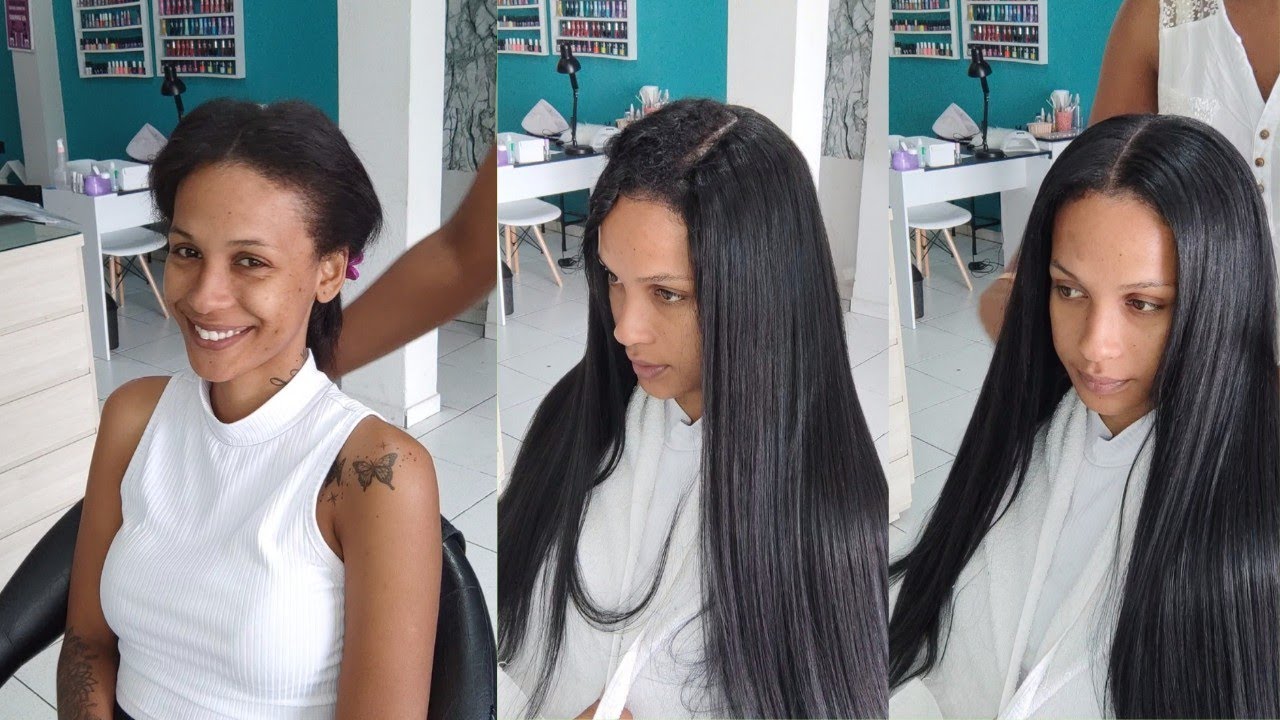 Colocação De Entrelace Com Disfarce Cabelo Liso