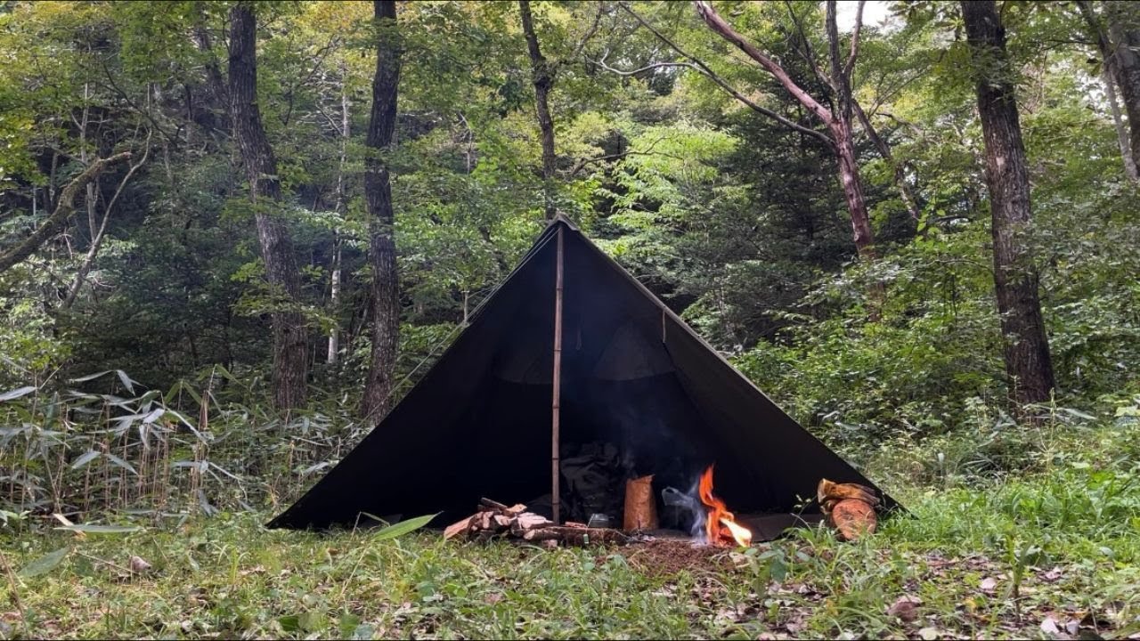 【Solo Camping】 Overnight in the Autumn Wilderness, in a Polish Lavvu , Bushcraft