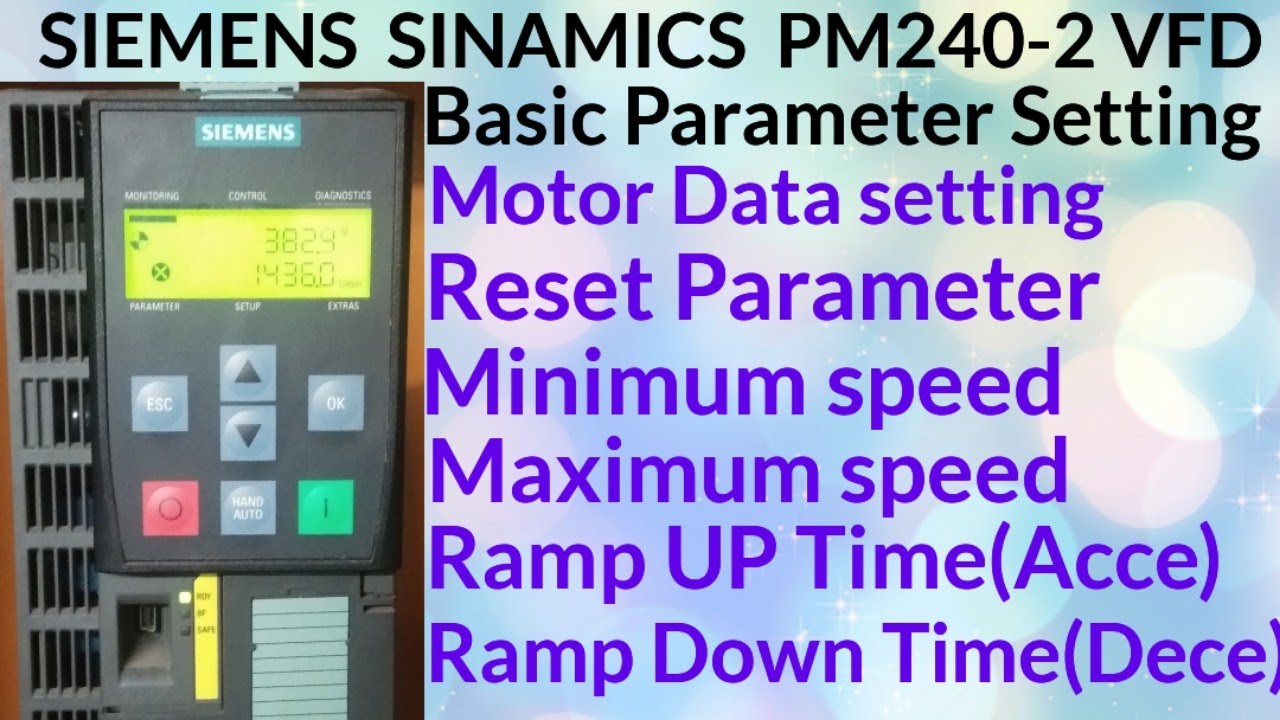 SIEMENS SINAMICS PM240-2 VFD Basic Parameter setting kaise kare in Hindi@rvelectricalguide