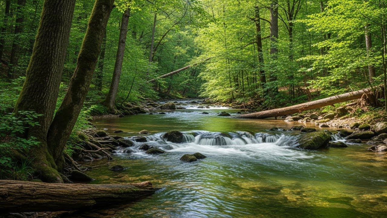 SOOTHING WATHER STREAM IN DEEP FOREST | CHIRPING BIRDS RELAXING NATURE MUSIC