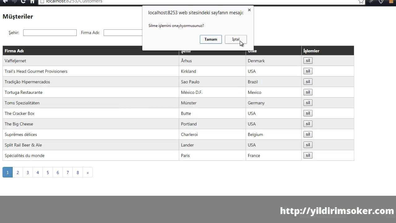 Asp.Net MVC Dersleri - Ajax İle Veri Silme