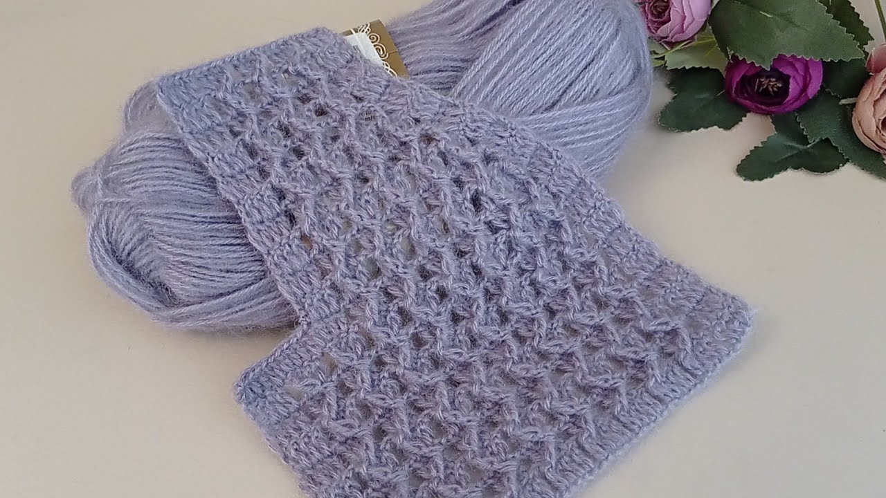 Sadece 2 sıra! çok basit model Tığ işi yelek etol şal kol yaka kesimi✔️Crochet stitch Стежок крючком