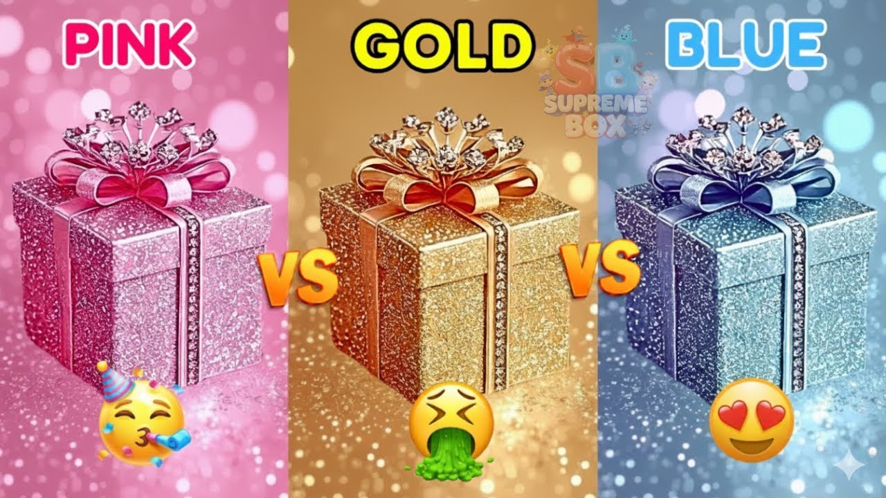 Choose your gift 🎁 3 Gift Box Challenge – Pink vs Gold vs Blue | 2 Good 1 Bad 🎁 | Quiz Box