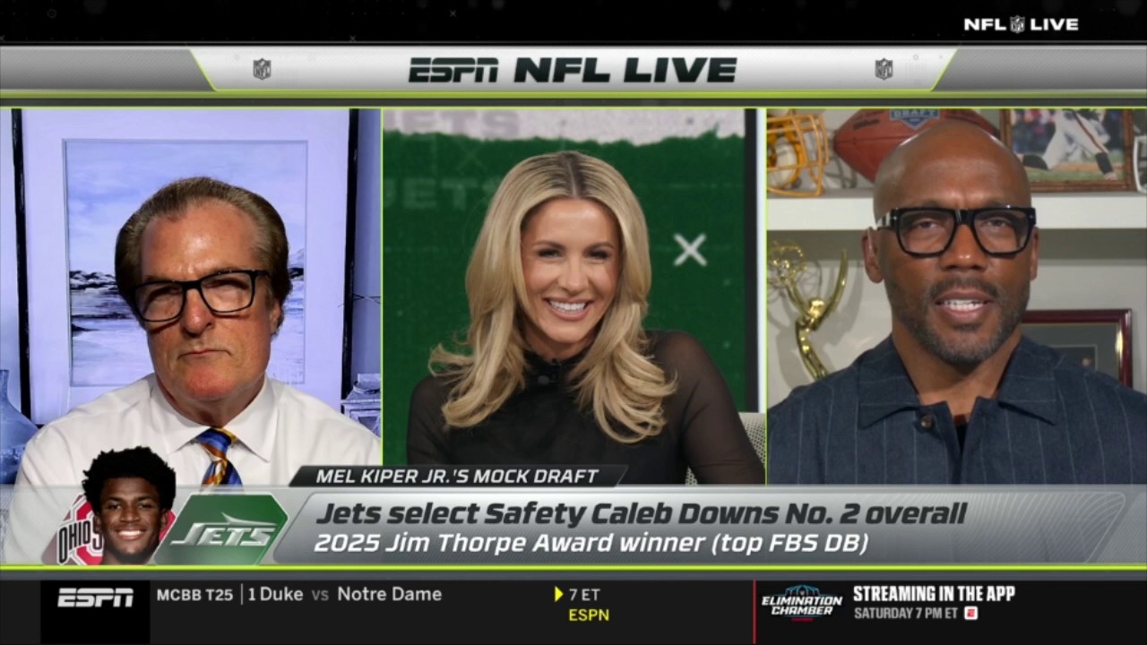 NFL LIVE | L. Riddick breaks down Mel Kiper Jr.’s Mock Draft: Jets selec Downs? Titans selec Reese?