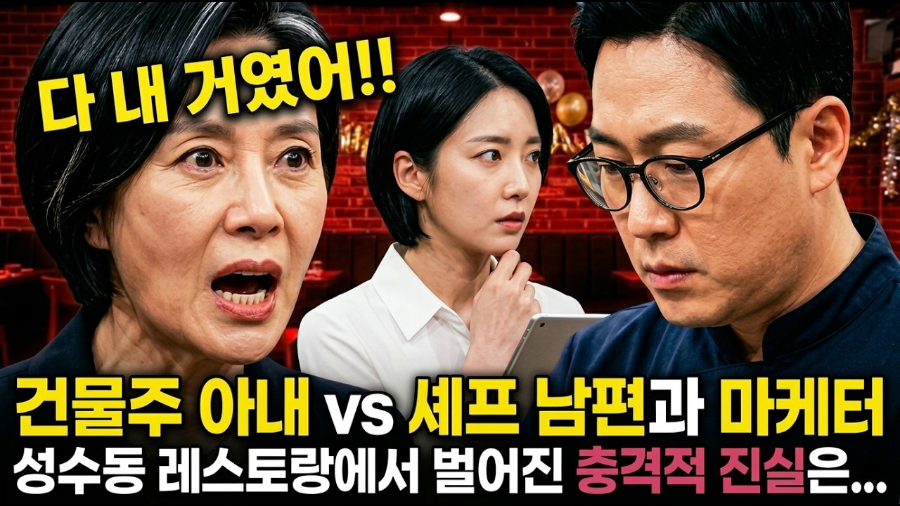 건물주 아내 vs 쉐프 남편과 마케터 : 성수동 레스토랑에서 벌어진 충격적 진실은...