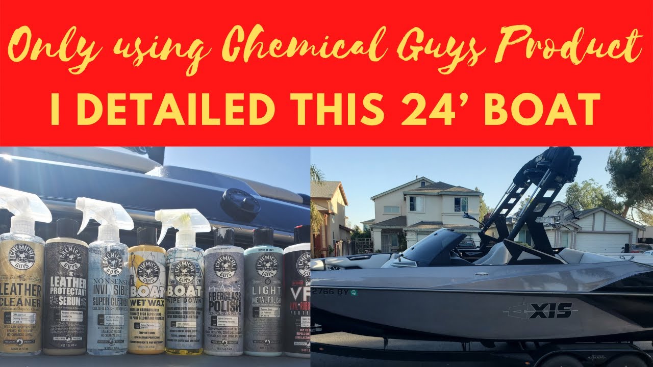 AXIS Boat getting detailed by Chemical Guys Marine Product's