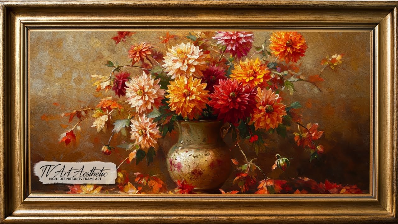 Frame TV Art |  Autumn Floral Still Life | Vintage Oil Painting  | TV Art Video | Art Screensaver