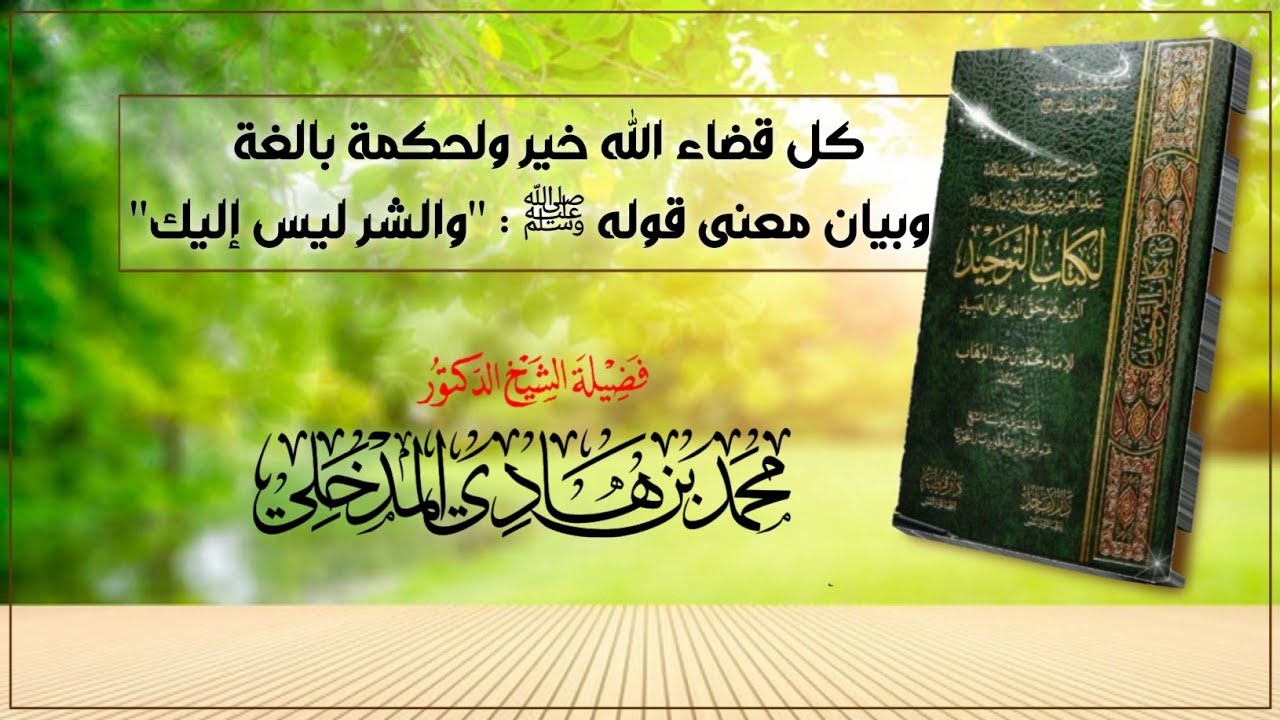 كل قضاء الله خير ولحكمة بالغة وبيان معنى قوله ﷺ : ''والشر ليس إليك'' - الشيخ محمد بن هادي المدخلي
