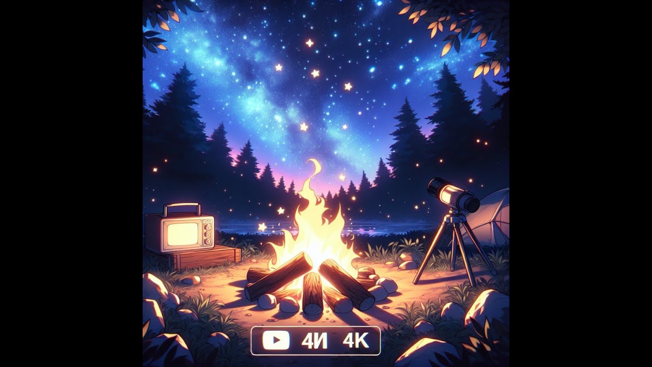 星空のシンフォニー: 静かなキャンプファイヤーBGM | 1時間の癒しと集中