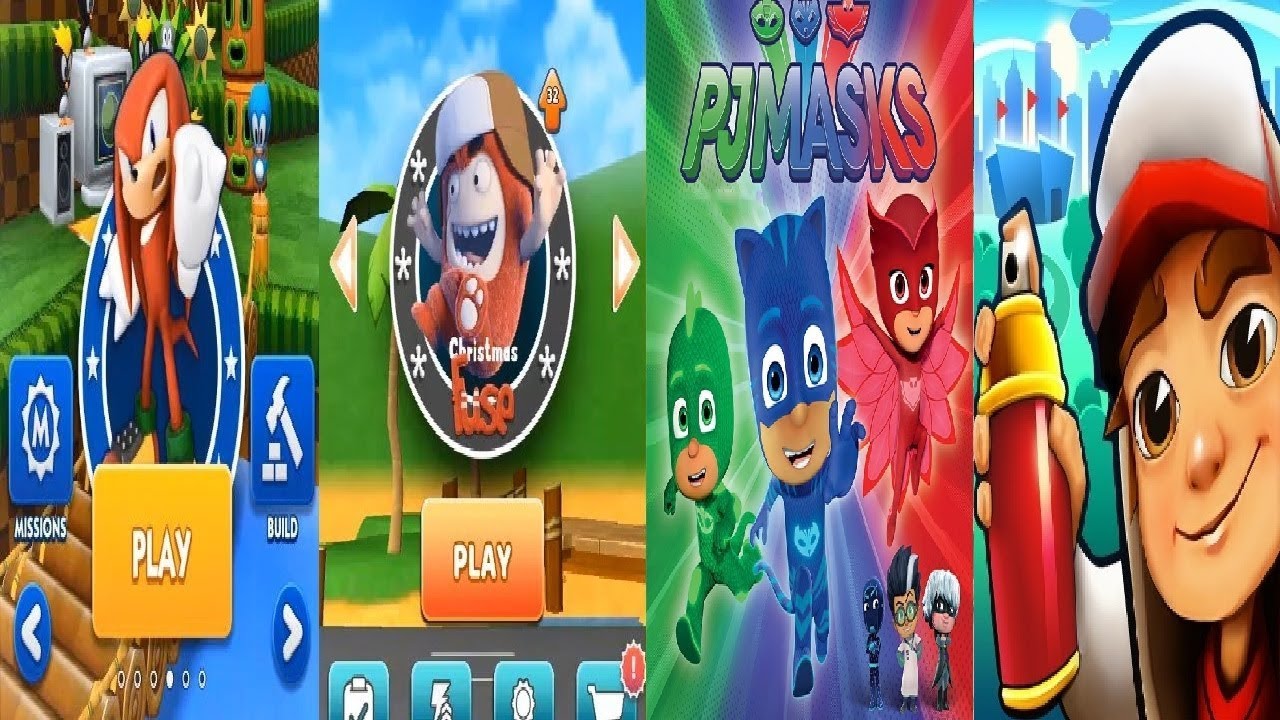 Sonic Dash KNUCKLES VS Oddbods Turbo Run Fuse VS Subway Surfers VS PJ Masks: Super City Run