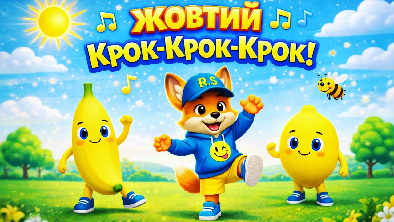 ЖОВТИЙ 🟡 — дитяча руханка 2–6 | Вчимо кольори | Реп-Смайл 🦊🎶