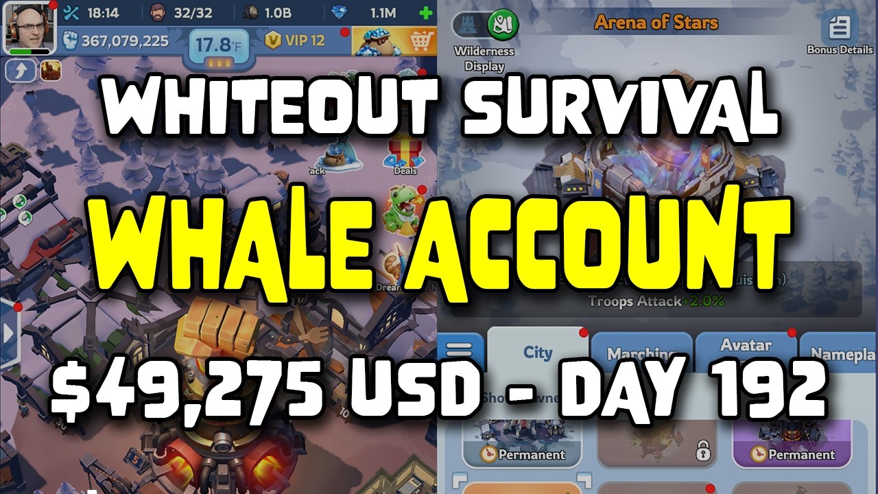 Аккаунт WOS Whale &mdash; 49 275 долларов США &mdash; День 192 &mdash; Подготовка к SvS, часть 2