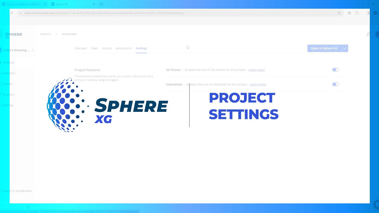 FARO Sphere XG Projects - Settings