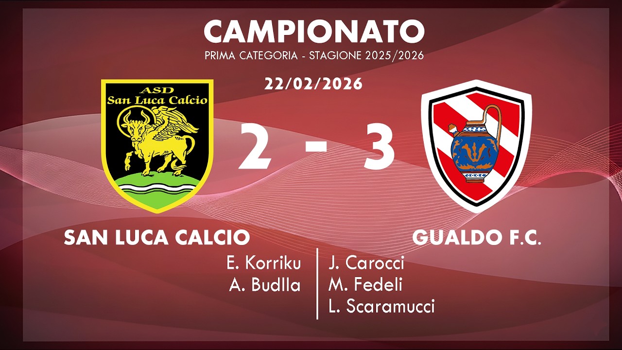 SAN LUCA CALCIO vs GUALDO F.C. 2-3 gol e highlights | Prima categoria