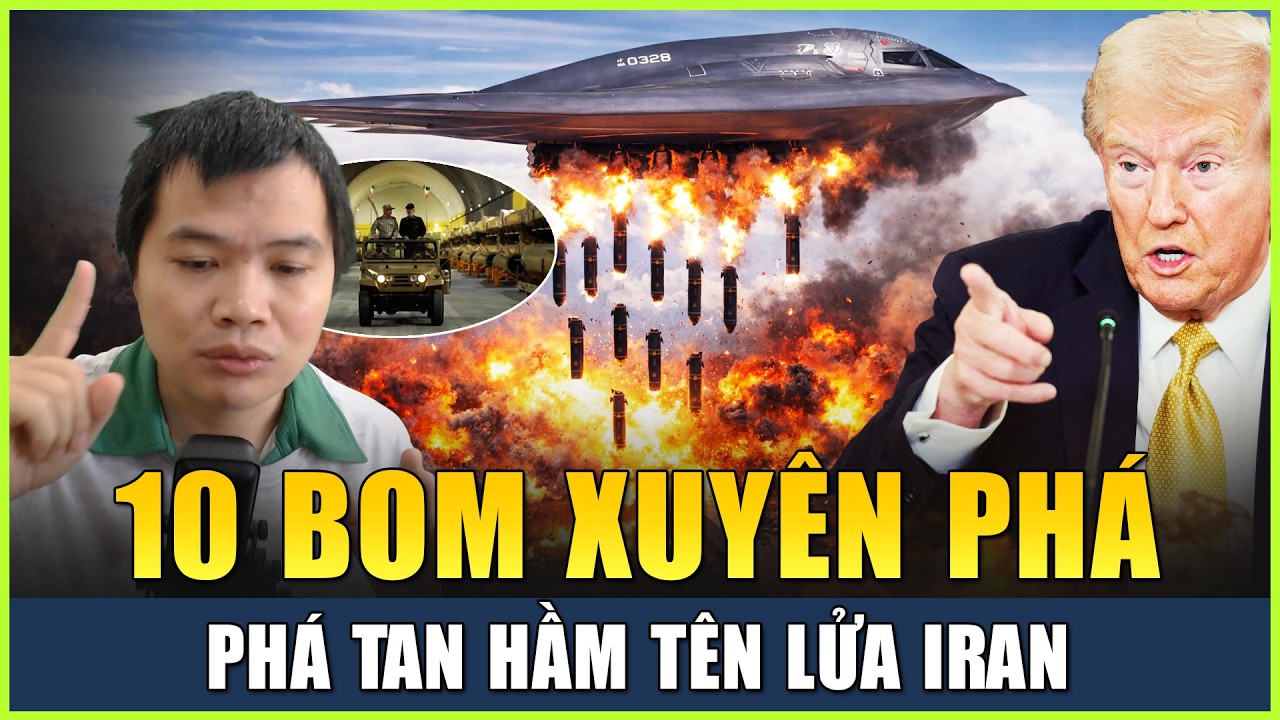 B-2 Phóng 10 Quả Bom Xuyên Phá Làm Nổ Tung Hầm Ngầm Tên Lửa Iran