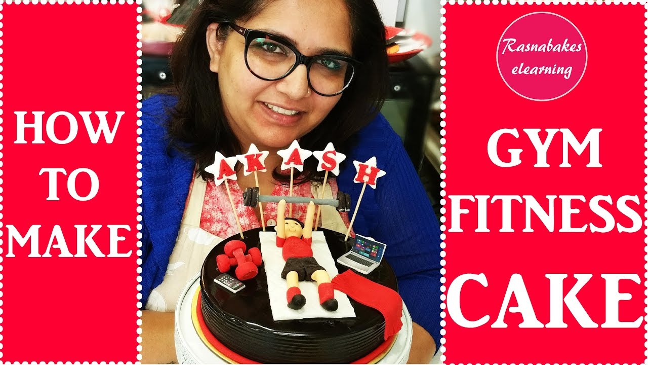How to make Gym Fitness theme Cake: Cake decorating tutorial