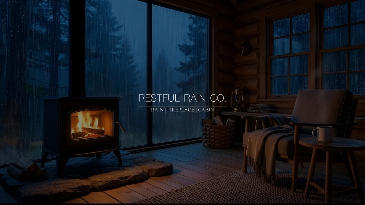 Cozy Rain Ambience 🌧️ Inside a Wooden Forest House with Rain Falling Softly on the Window