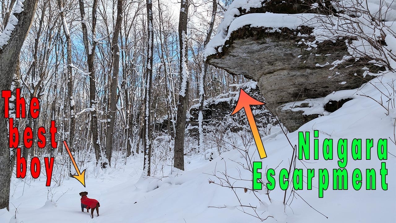Winter hiking the North Country Trail at the Niagara Escarpment in Michigan's Upper Peninsula