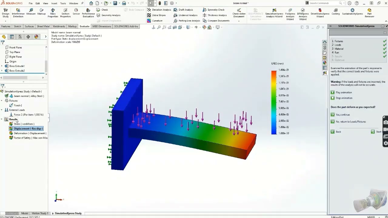 SOLIDWORK SIMULATION: BEAMS AND IMPORTANCE OF SECTION MODULUS