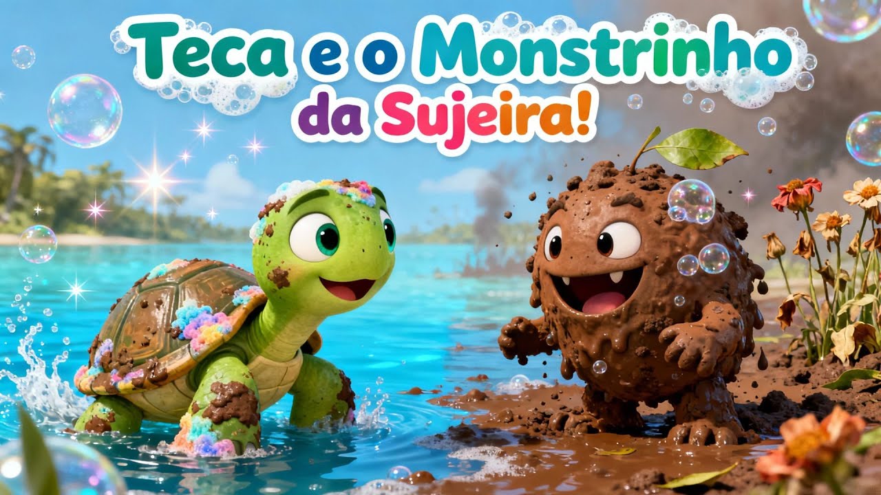 A Tartaruguinha Teca e o Monstrinho da Sujeira! 🫧🐢 Uma História Divertida Sobre a Hora do Banho!