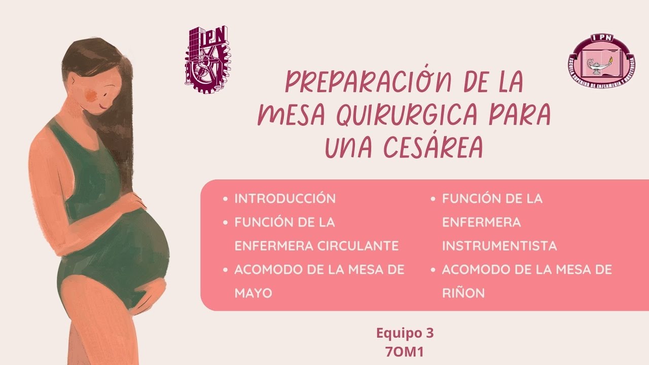 Acomodo de mesa de Mayo y de Riñón para una Cesárea.