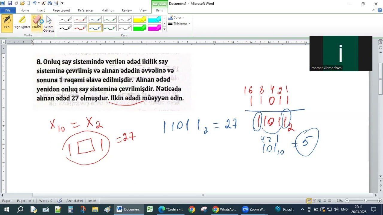 Yeni CODERA 2.7 möhkəmləndirici tapşırıqlar. (Açıq suallar)