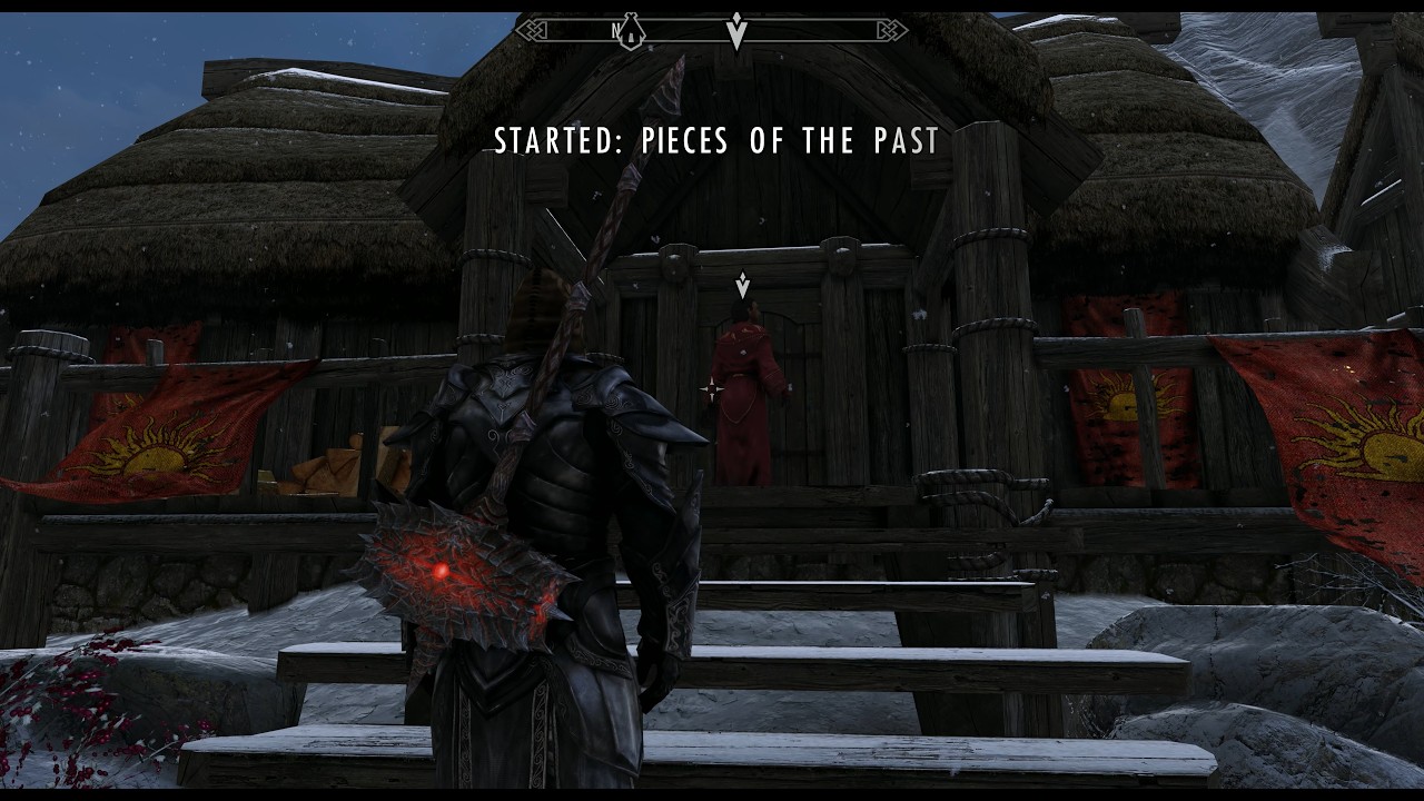 Visit the Museum in Dawnstar. Pieces of the Past: Part 1 Retrieve the Pommel of  Mehrunes' Razor.
