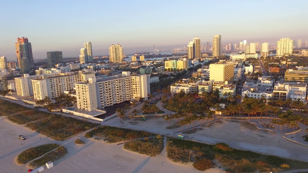 Miami Beach Aerial Ocean Drive Lumus Park