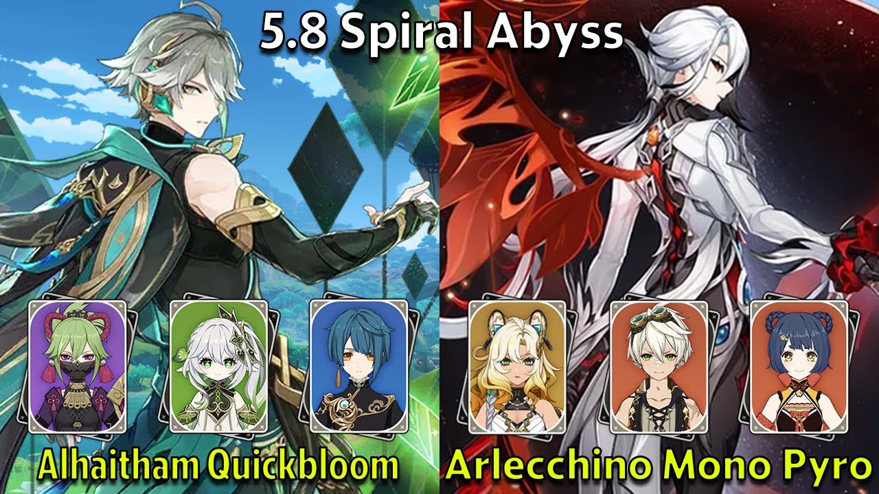 C0 Alhaitham Quickbloom & C2 Arlecchino Mono Pyro - Genshin Impact 5.7-5.8 Spiral Abyss Full Clear