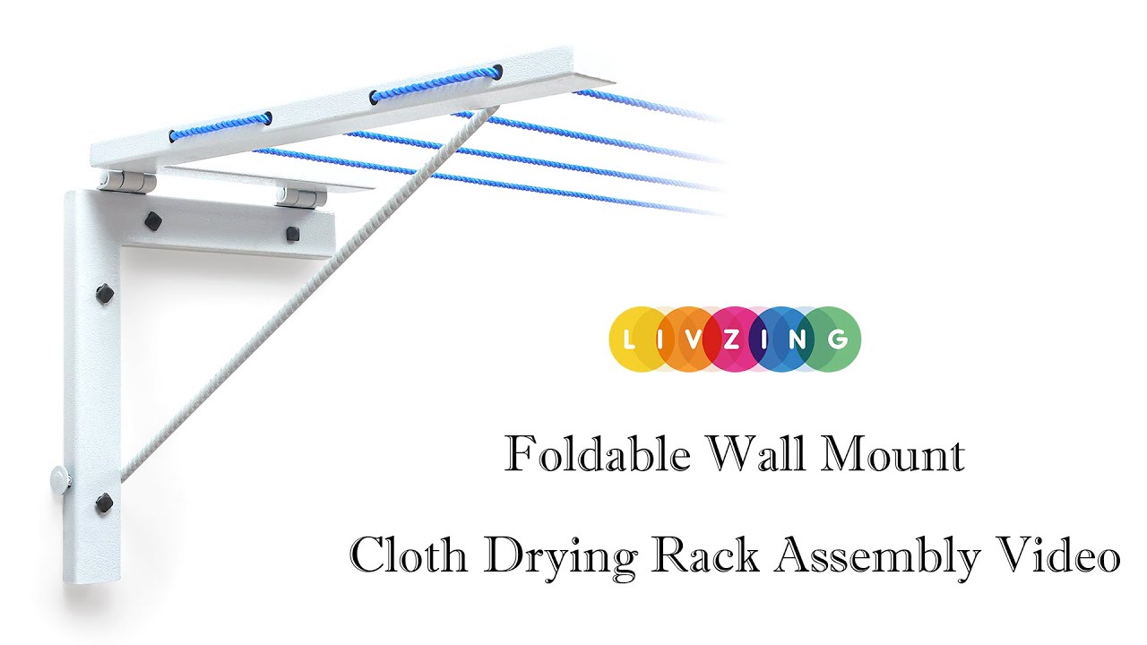Livzing Foldable Wall Mount Cloth Drying Stand-Wall Stand for Cloth Dress Drying