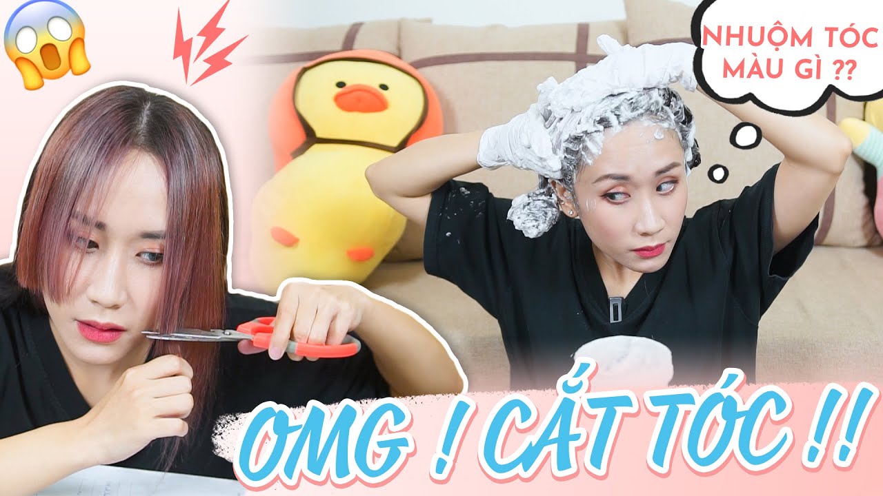 NỔI HỨNG (LẠI) TỰ CẮT TÓC HIME + NHUỘM TÓC TẠI NHÀ | HAIR MAKEOVER AT HOME | HƯƠNG WITCH
