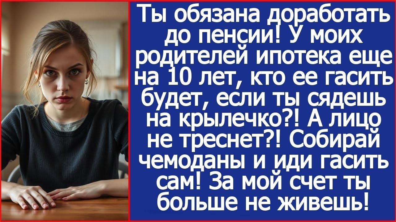 Ты обязана доработать до пенсии! У моих родителей ипотека еще на 10 лет. Сказал муж. Рассказы