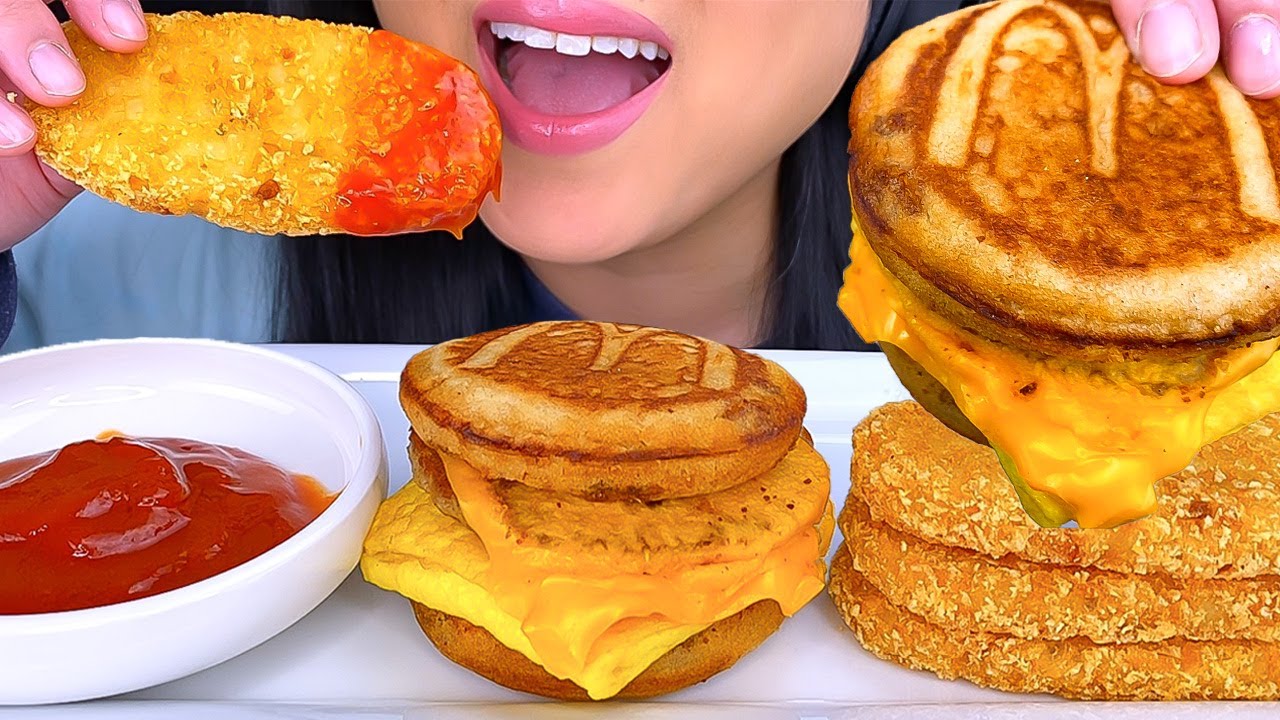 ASMR McDonald’s BREAKFAST MCGRIDDLES & HASH BROWNS MUKBANG (EATING SOUNDS) ASMR Phan