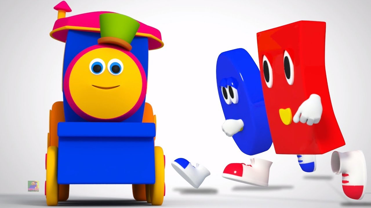 Bob o trem | cinco pequenas formas | formas canção | rima de berçário | Bob Five Little Shapes