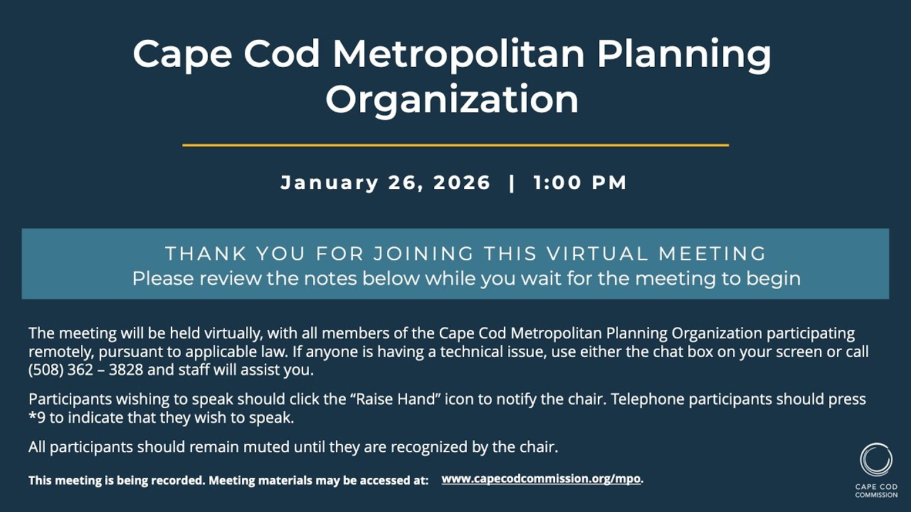 Cape Cod Metropolitan Planning Organization Meeting, 01/26/2026