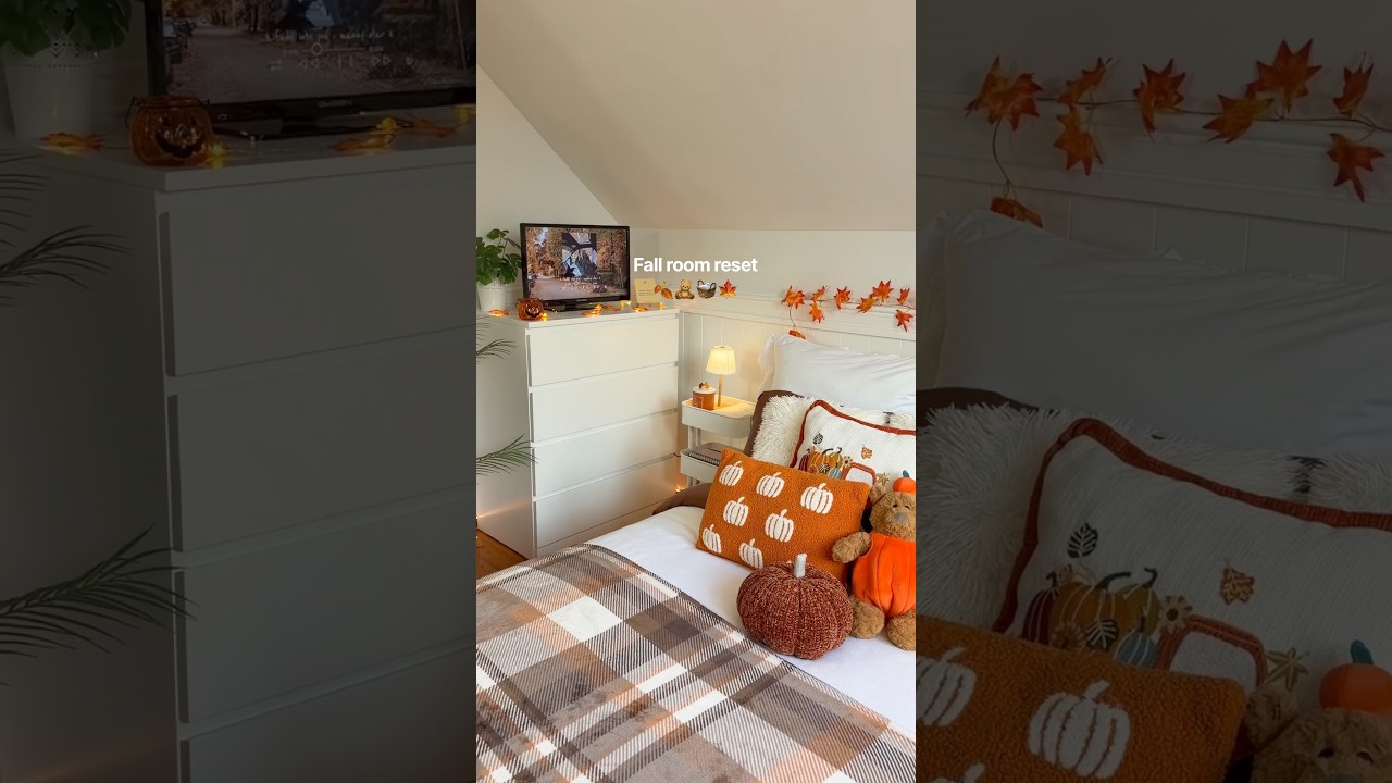 Fall room reset🍂 Let&rsquo;s decorate my room for fall #fall #falldecor #resetroutine #roomreset #autumn