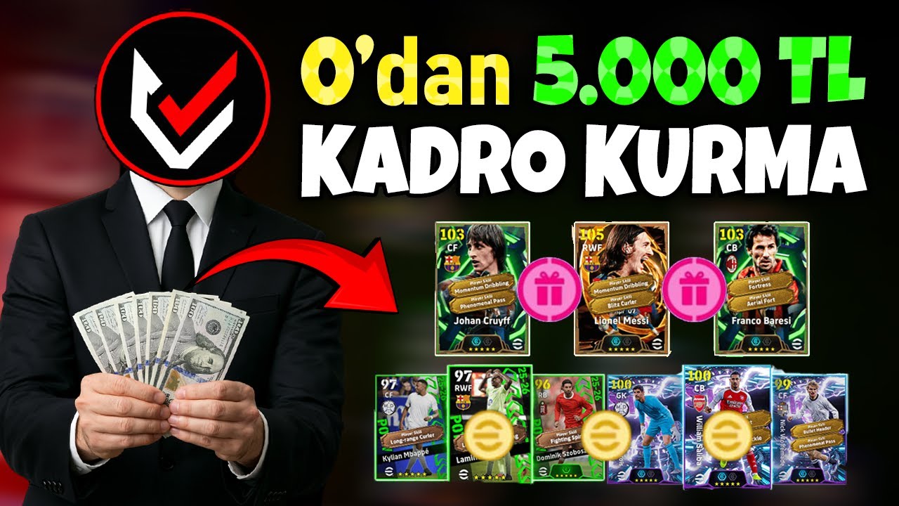 0'dan 5000 TL İLE KADRO KURDUM! HESABI SİZLERE VERİYORUM! 🔥 eFootball 2026 mobile
