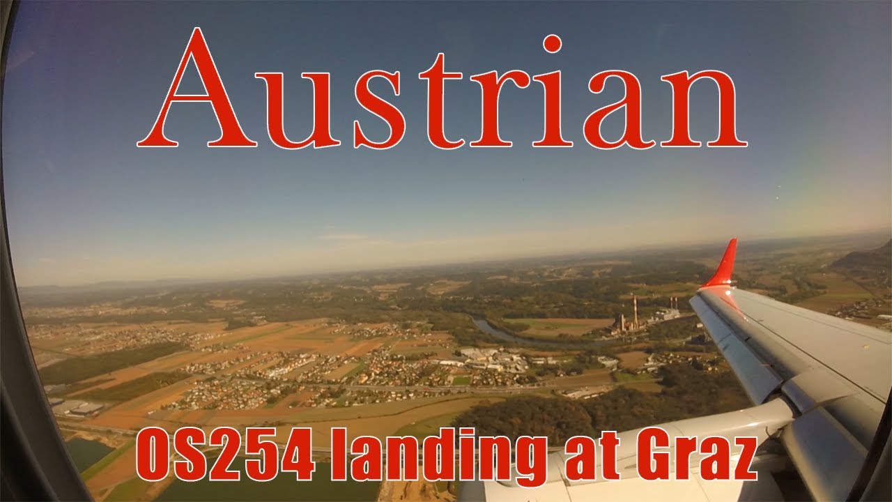 Austrian Airlines Embraer 195 onboard landing at Graz Airport | OS254
