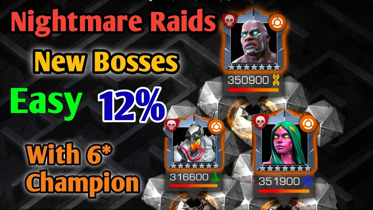 New Nightmare Raids | All mini boss fights with 6* champion | mcoc 