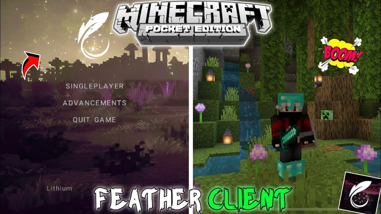 Best Feather Client For Minecraft Pe..❤️ | Latest Feather Client Minecraft Pocket Edition!!