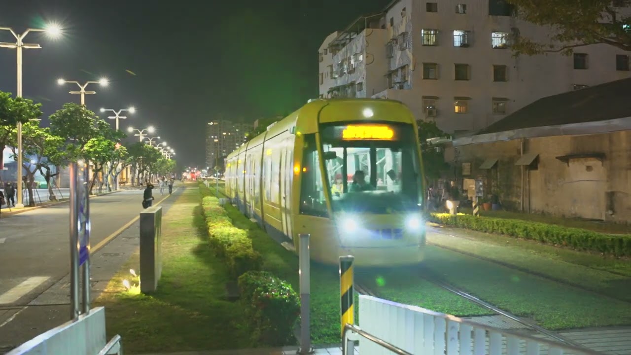 Taiwan, Kaohsiung, tram night ride from Dayi Pier 2 to Love Pier