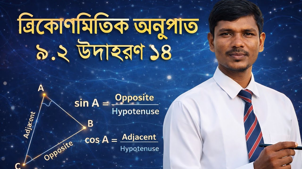 ত্রিকোণমিতিক অনুপাত ৯.২ উদাহরণ ১৪ সমাধান | trigonometry 9.2 Example 14 solution | km academy 12