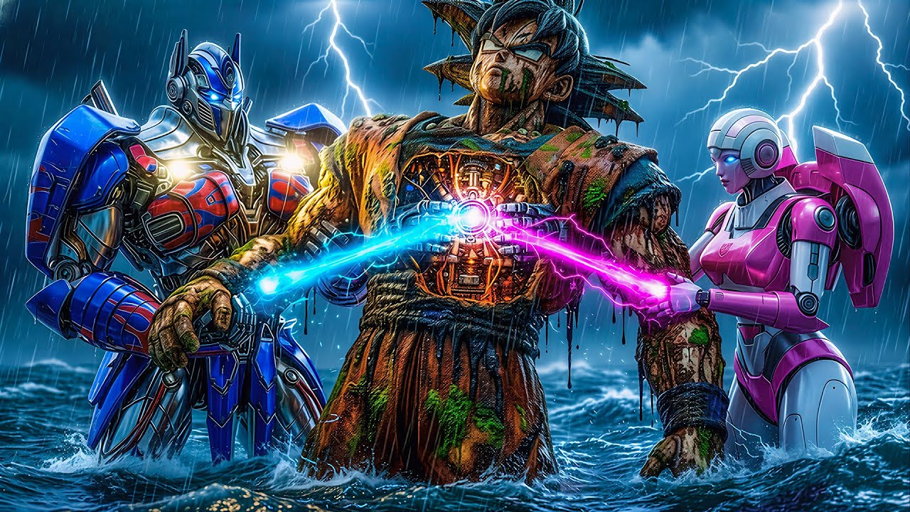 War Machine Restoration: Optimus & Arcee Revive Mecha Goku from the Ocean Abyss