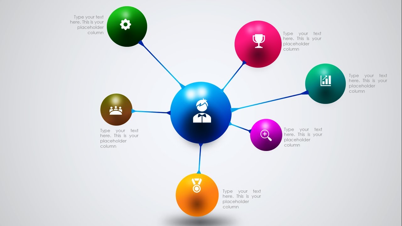 6 Step Infographic Concept slide for PowerPoint /Atoms Shapes / Free PPT