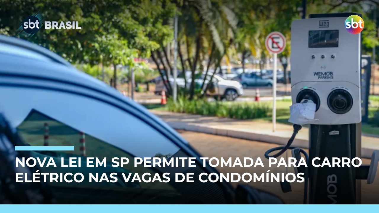 Nova lei em SP permite que moradores instalem carregadores para carros elétricos em vagas|#SBTBrasil