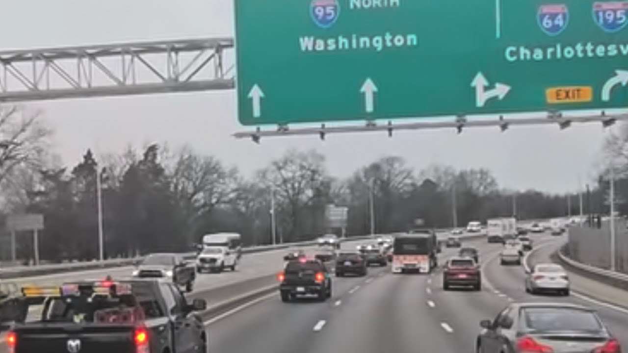 1/19/25, 4K Drive Tour: Trucking Virginia's I-95 from Colonial Heights to Ladysmith - Virtual Travel