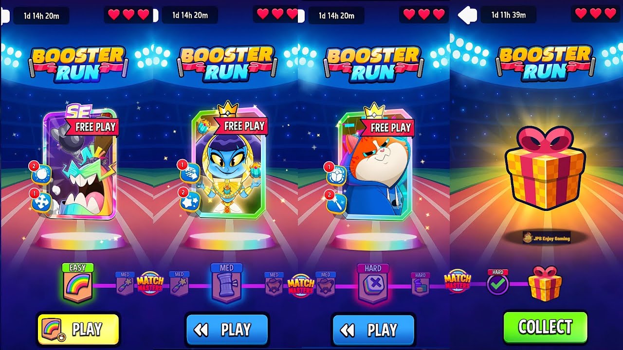 BOOSTER RUN 💪 (6/6) FREE PLAY BOOSTER AND PERKS/ Free Rewards Match Masters 