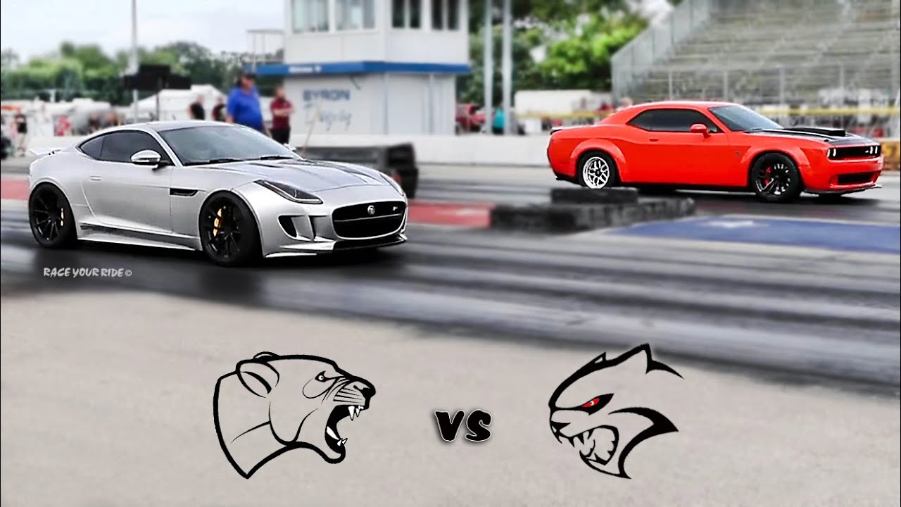 JAGUAR MAULS HELLCAT! SPORTS CAR VS MUSCLE CAR! BRITISH VS AMERICAN! JAGUAR F TYPE R VS HELLCAT!