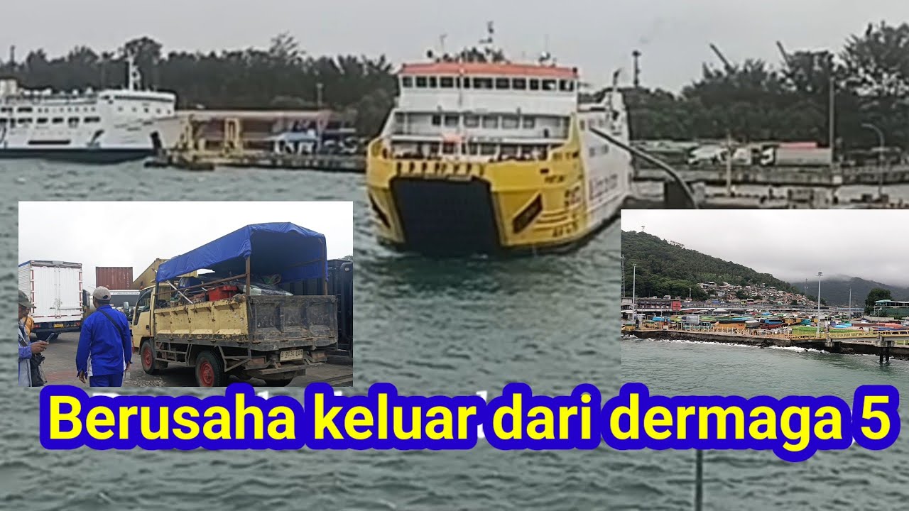 Angin kencang Kapal sulit keluar.pelabuhan Merak padat. Antrian panjang